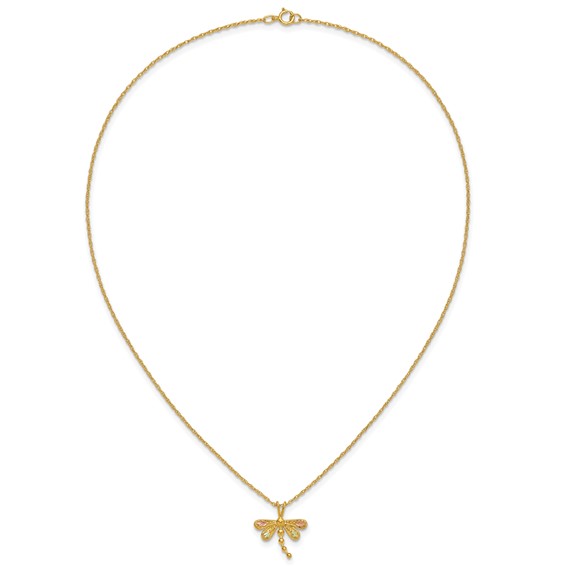 10k Tri-Color Black Hills Gold Dragonfly Necklace