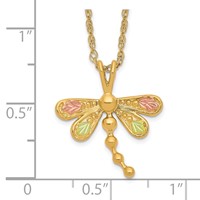 10K and 12K Tri-color Black Hills Gold Dragonfly 14K Gold-filled Chain Necklace, 18" view 3