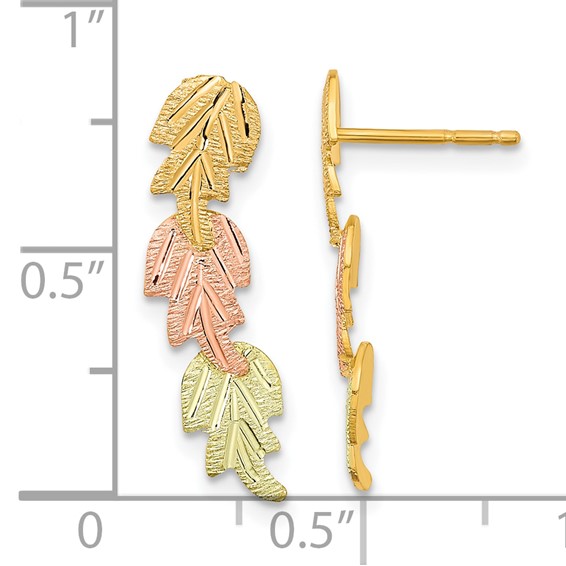 10k Tri-Color Black Hills Gold Post Earrings