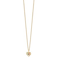 10K and 12K Tri-color Black Hills Gold Garnet and Leaves in Heart 14K Gold-filled Chain Necklace, 18" view 2