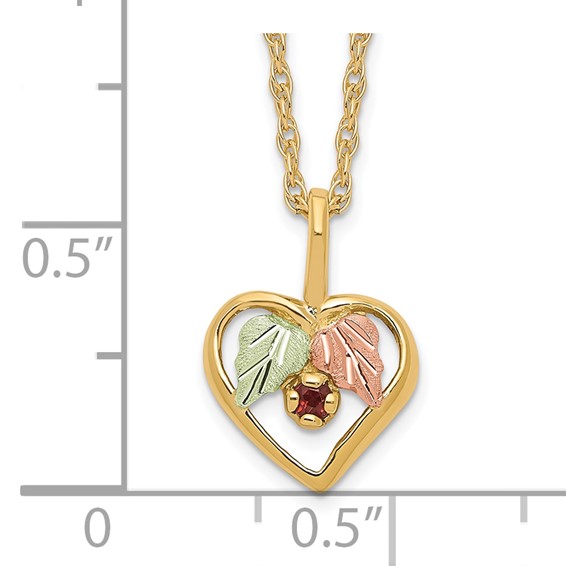 10k Tri-Color Black Hills Gold Heart Garnet Necklace