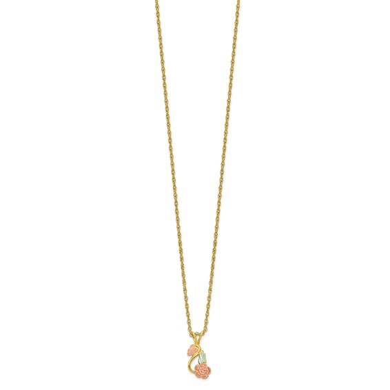 10K Tri-color w/14K Gold-filled Chain Black Hills Gold Necklace