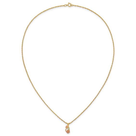 10K Tri-color w/14K Gold-filled Chain Black Hills Gold Necklace