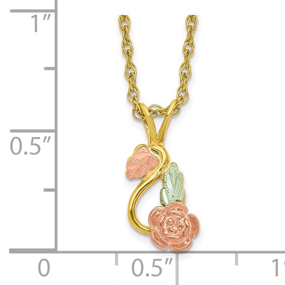 10K Tri-color w/14K Gold-filled Chain Black Hills Gold Necklace