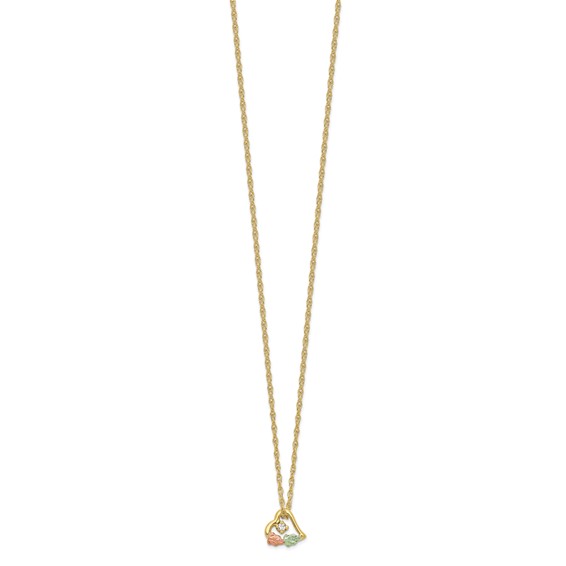 10K Tri-color w/12K Accents Diamond Black Hills Gold Necklace