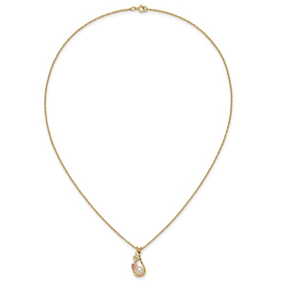 10K Tri-color w/12K Accents FWC Pearl Black Hills Gold Necklace