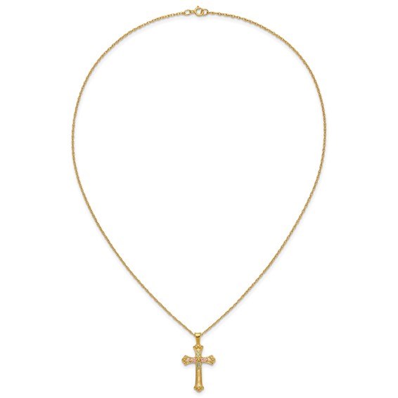 10k w/12K Accents Black Hills Gold Cross 18IN Necklace
