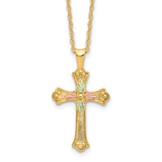 10k w/12K Accents Black Hills Gold Cross 18IN Necklace