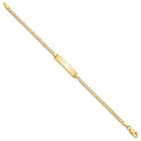 10K Yellow Gold Solid Chain Solid Plate Flat Curb Link 22.5x 4.5mm Plate ID Bracelet, 6" view 2