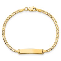10K Yellow Gold Solid Chain Solid Plate Flat Curb Link 22.5x 4.5mm Plate ID Bracelet, 6" view 4