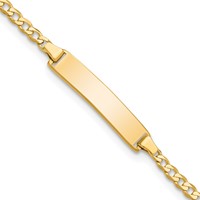 10K Yellow Gold Solid Chain Solid Plate Flat Curb Link 22.5x 4.5mm Plate ID Bracelet, 6" view 1