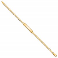 10K Yellow Gold Solid Chain Solid Plate Flat Anchor Link 20x 4mm Plate ID Bracelet, 6" view 2