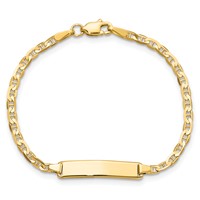 10K Yellow Gold Solid Chain Solid Plate Flat Anchor Link 20x 4mm Plate ID Bracelet, 6" view 4