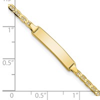10K Yellow Gold Solid Chain Solid Plate Flat Anchor Link 20x 4mm Plate ID Bracelet, 6" view 3