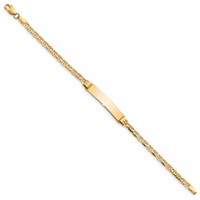 10K Yellow Gold Polished Solid Chain Solid Plate Anchor Link 26x5mm Plate ID Bracelet - 6in view 2