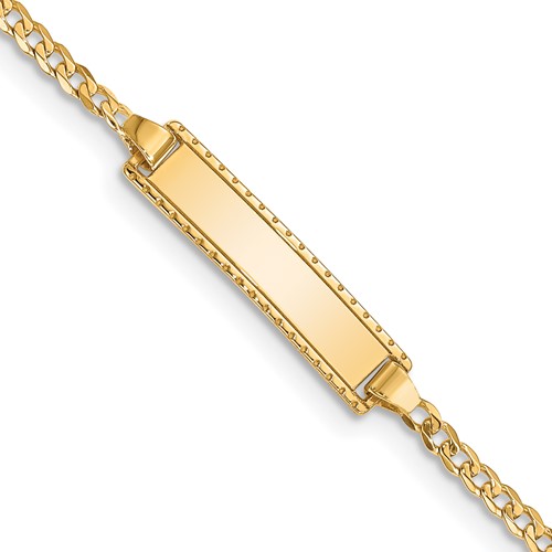 10K Yellow Gold Polished Solid Chain Solid Plate Curb Link 18.5x 5mm Plate ID Bracelet, 6"