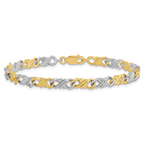 10k Two-Tone Solid Polished Fancy Bracelet