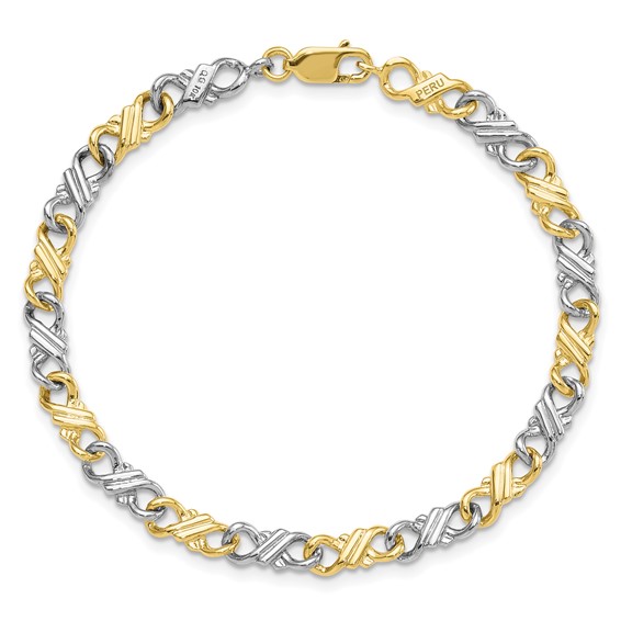 10k Two-Tone Solid Polished Fancy Bracelet