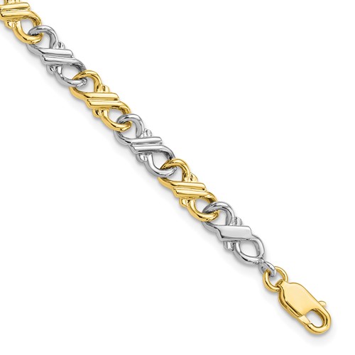 10K Two-Tone Solid Polished Fancy Bracelet, 7"