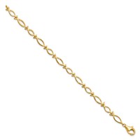 10K Yellow Gold Solid Polished Religious Ichthus Fish Bracelet, 7" view 2