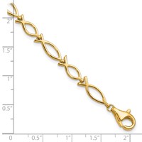10K Yellow Gold Solid Polished Religious Ichthus Fish Bracelet, 7" view 4