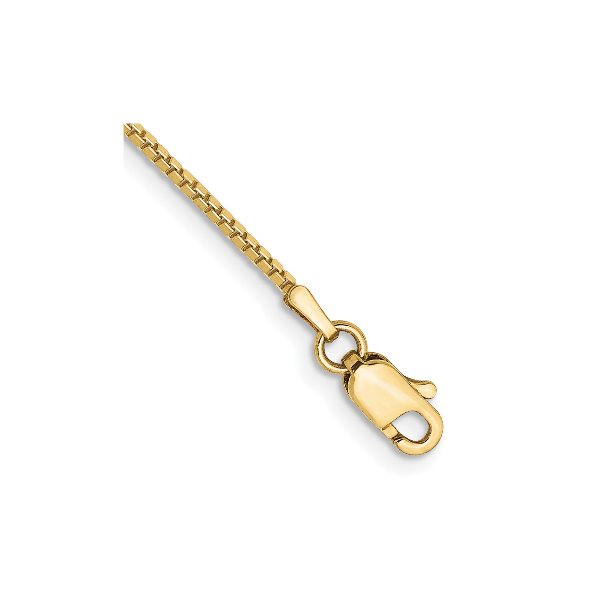 10K Yellow Gold 1-1.9mm Box Chain Necklace 7-30 Inch Mens Womens