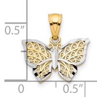 10K and White Rhodium Filigree Butterfly Charm view 3