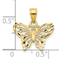 10K Yellow Gold Diamond-Cut Butterfly Charm view 3