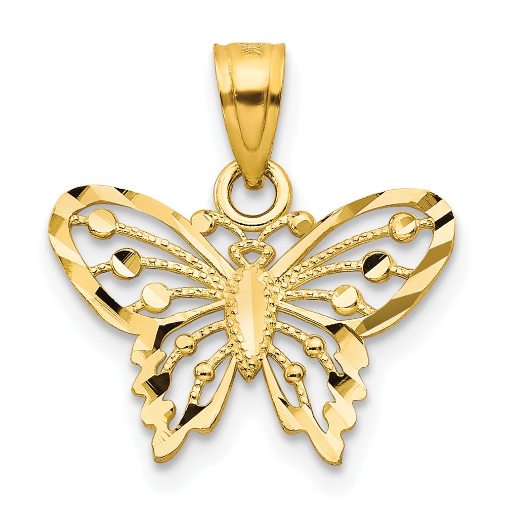 10K Yellow Gold Diamond-Cut Butterfly Charm