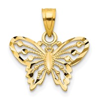 10K Yellow Gold Diamond-Cut Butterfly Charm view 1
