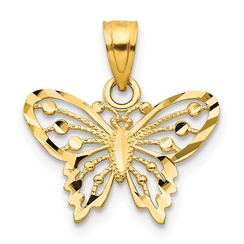 10K Yellow Gold Diamond-Cut Butterfly Charm