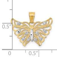 10K and White Rhodium Diamond-cut Butterfly Pendant view 3