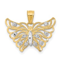 10K and White Rhodium Diamond-cut Butterfly Pendant view 1