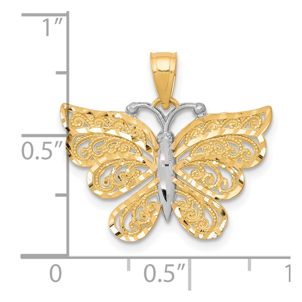 10K w/ Rhodium Butterfly Pendant (10C1008)