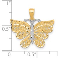 10K and White Rhodium Filigree Butterfly Pendant view 3