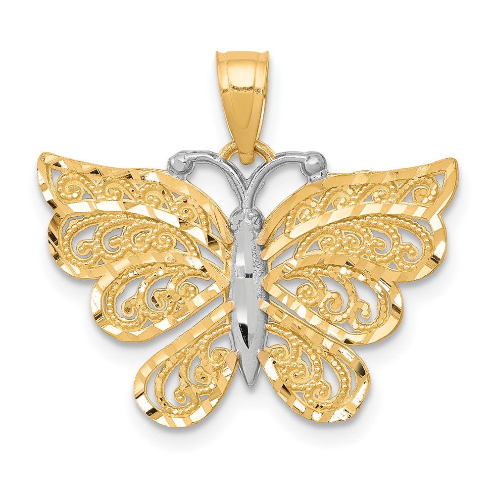 10K w/ Rhodium Butterfly Pendant (10C1008)