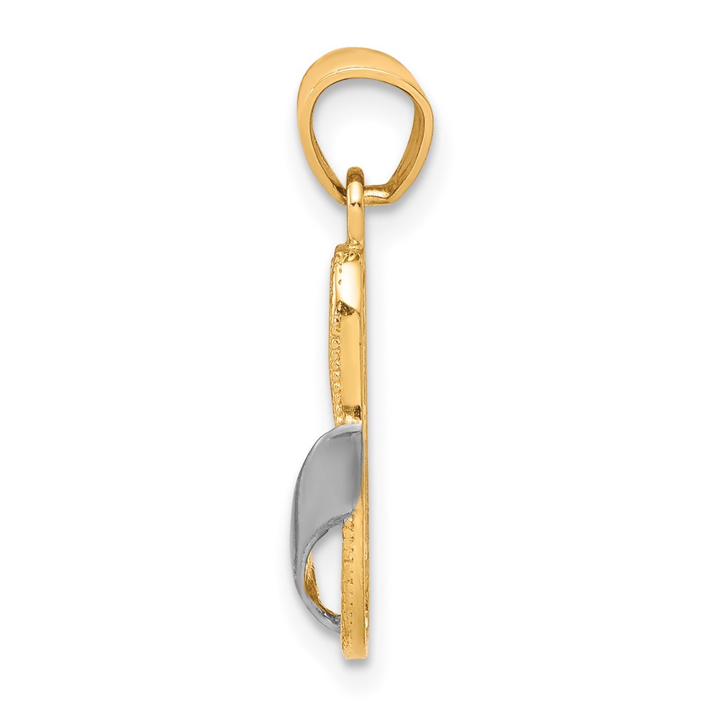 10k & Rhodium Flip Flop Charm (10C1012)