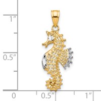 10K and White Rhodium Seahorse Charm view 3