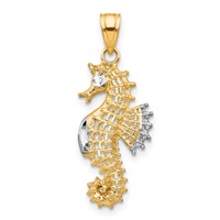 10K and White Rhodium Seahorse Charm view 1