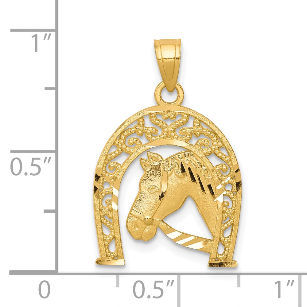 10K Horseshoe W/Horse Charm (10C1028)