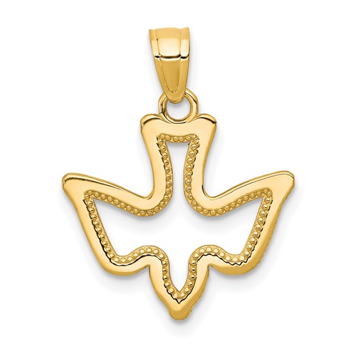 10K Yellow Gold Polished Cut-out Dove Charm