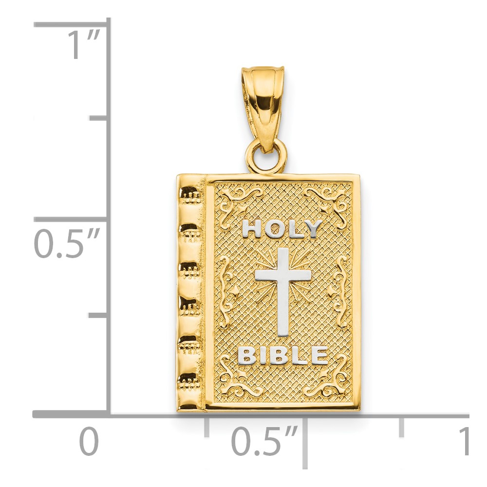 10K w/Rhodium Holy Bible Charm (10C1038)