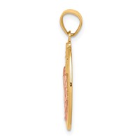 10K Two-tone Praying Hands Pendant with Cross and Holy Bible in Oval view 2