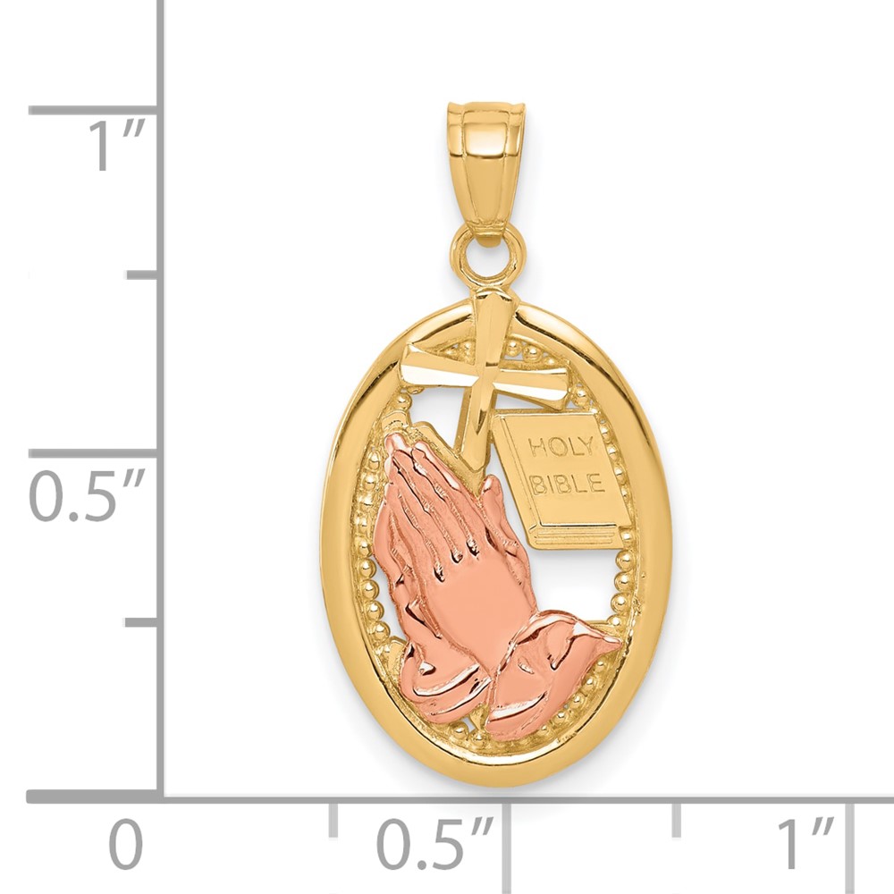 10k Two-tone Praying Hands Pendant (10C1042)