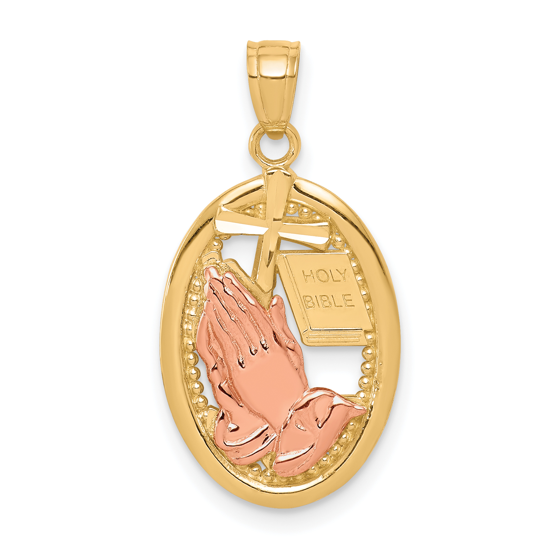 10k Two-tone Praying Hands Pendant (10C1042)