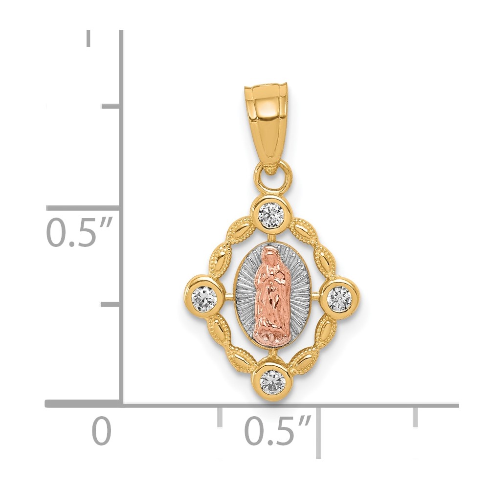 10k Small Two-tone w/ White Rhodium Our Lady of Guadalupe Pendant (10C1043)