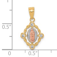 10K Two-tone and White Rhodium Small Oval Our Lady of Guadalupe Pendant view 3