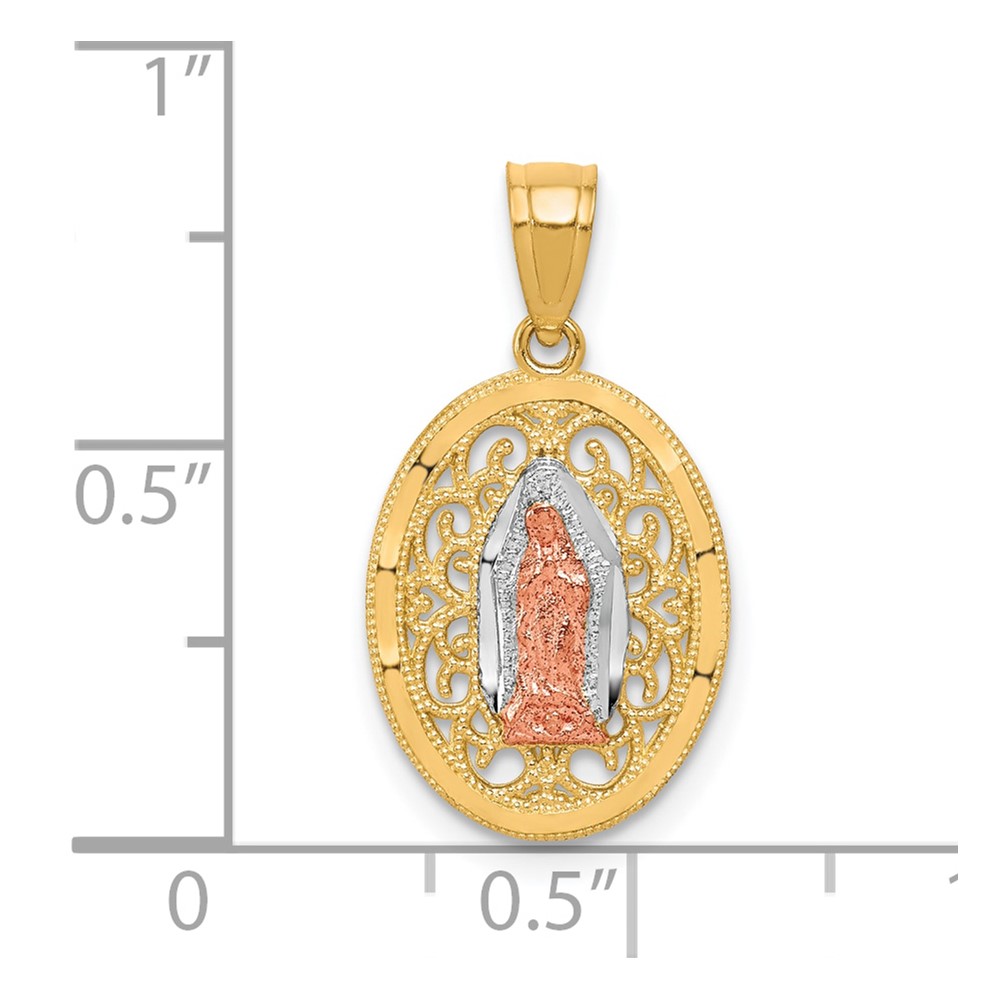 10k Two-tone with White Rhodium Our Lady of Guadalupe Pendant (10C1044)
