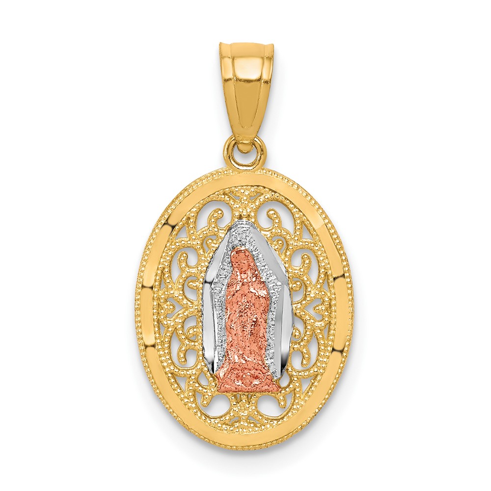 10k Two-tone with White Rhodium Our Lady of Guadalupe Pendant (10C1044)