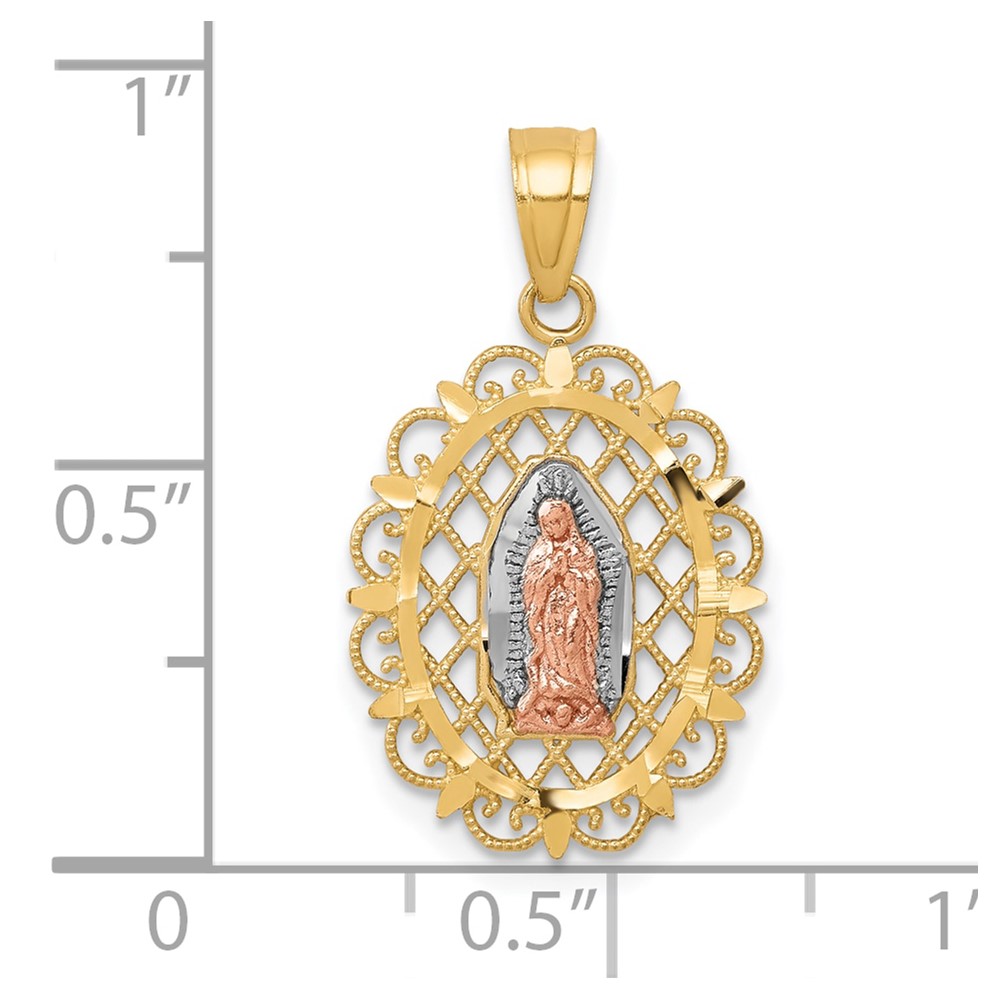 10k Two-tone with White Rhodium Our Lady of Guadalupe Pendant (10C1045)